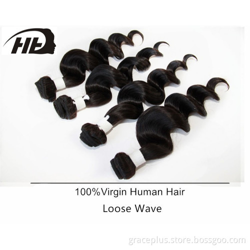 100% virgin hair extension,10"-30'', natural black loose wave, Unprocessed virgin peruvian loose deep wave hair